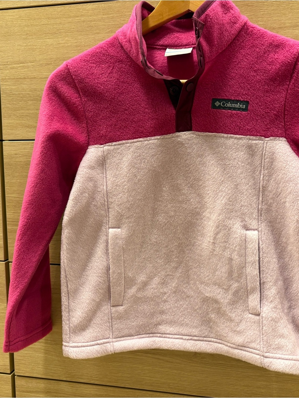 Columbia Girls' Two-Tone Pink Steens Mtn II Fleece Pullover Jacket in Small (8)
